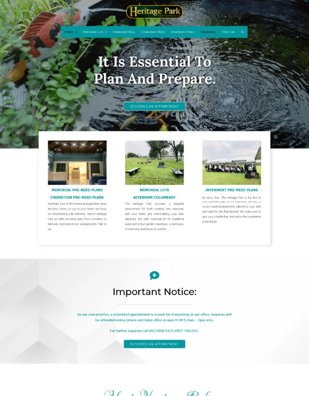 memorial plans company screenshot