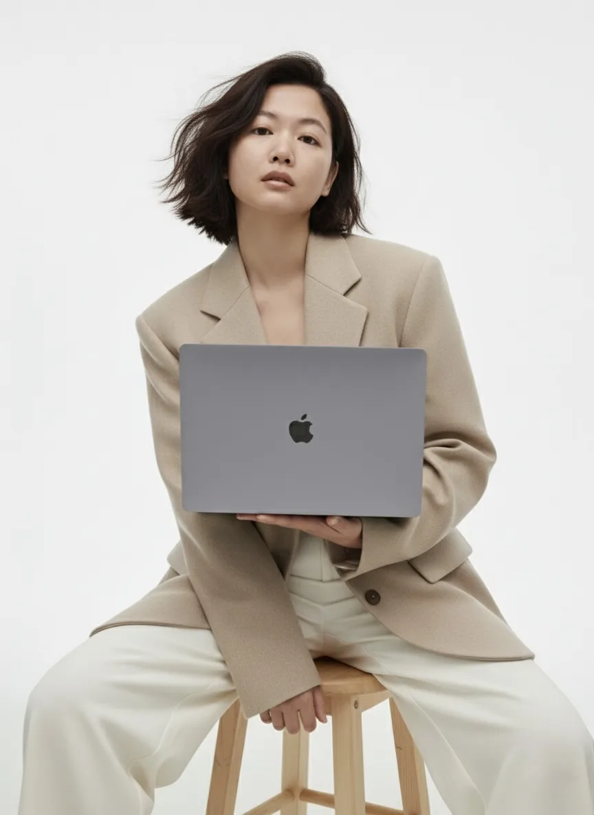 Jalyn headshot laptop Jalyn with a laptop