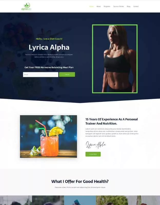 diet coach website design demo