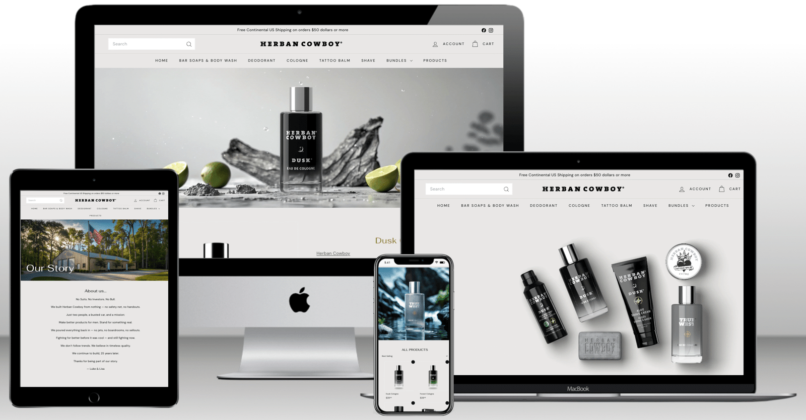 Herban Cowboy Shopify website redesign