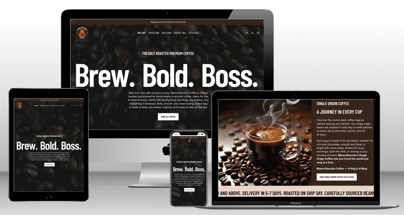 Mama Bearista Coffee website screenshot