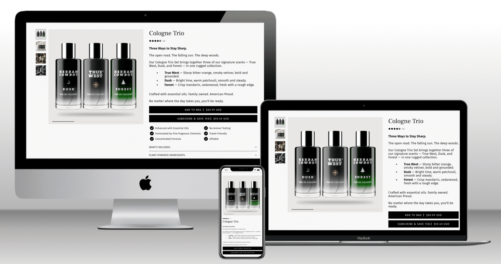 Replo landing page - HB cologne trio